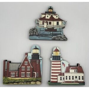 Brandywine Woodcrafts Lighthouse Shelf Sitter Set 3pc Multicolor Nautical Decor